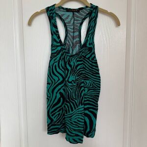 Green and Black Zebra Print Tank Top